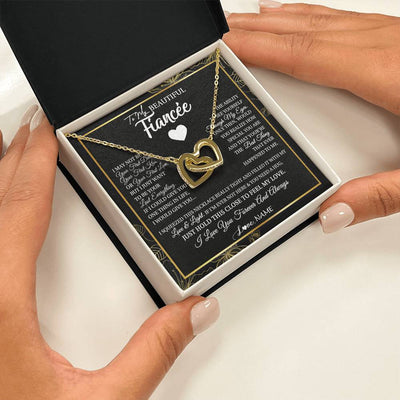 Interlocking Hearts Necklace 18K Yellow Gold Finish | 2 | Personalized To My Beautiful Fiancee Necklace I May Not Be Your First Day Future Wife Valentines Day Birthday Christmas Customized Gift Box Message Card | teecentury