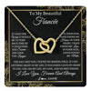 Interlocking Hearts Necklace 18K Yellow Gold Finish | 1 | Personalized To My Beautiful Fiancee Necklace Romantic Gifts Fiancee Birthday Anniversary Jewelry Valentines Day Christmas Customized Gift Box Message Card | teecentury