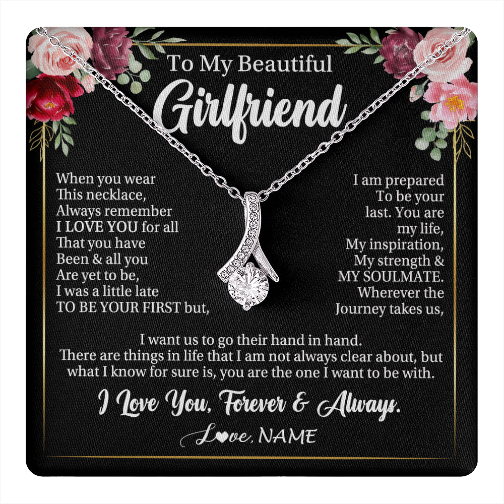 Alluring Beauty Necklace 14K White Gold Finish | 1 | Personalized To My Beautiful Girlfriend Gifts Necklace From Boyfriend When You Wear This Necklace Girlfriend Birthday Christmas Anniversary With Message Card | teecentury