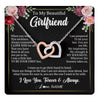 Interlocking Hearts Necklace Stainless Steel & Rose Gold Finish | 1 | Personalized To My Beautiful Girlfriend Gifts Necklace From Boyfriend When You Wear This Necklace Girlfriend Birthday Christmas Anniversary With Message Card | teecentury