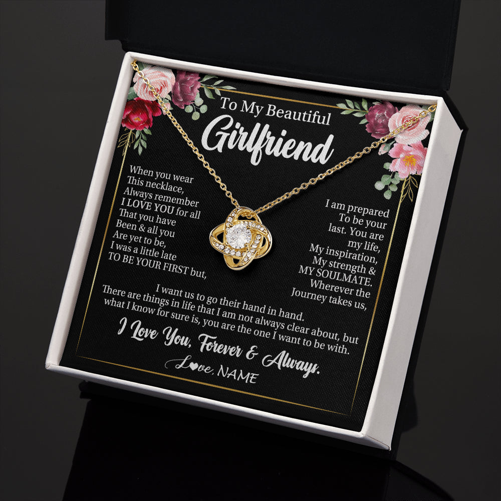 Love Knot Necklace 18K Yellow Gold Finish | 2 | Personalized To My Beautiful Girlfriend Gifts Necklace From Boyfriend When You Wear This Necklace Girlfriend Birthday Christmas Anniversary With Message Card | teecentury