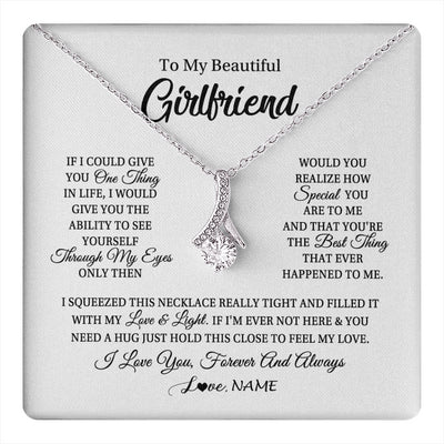 Alluring Beauty Necklace 14K White Gold Finish | 1 | Personalized To My Beautiful Girlfriend Necklace From Boyfriend If I Could Give You Girlfriend Birthday Christmas Jewelry Customized Gift Box Message Card | teecentury