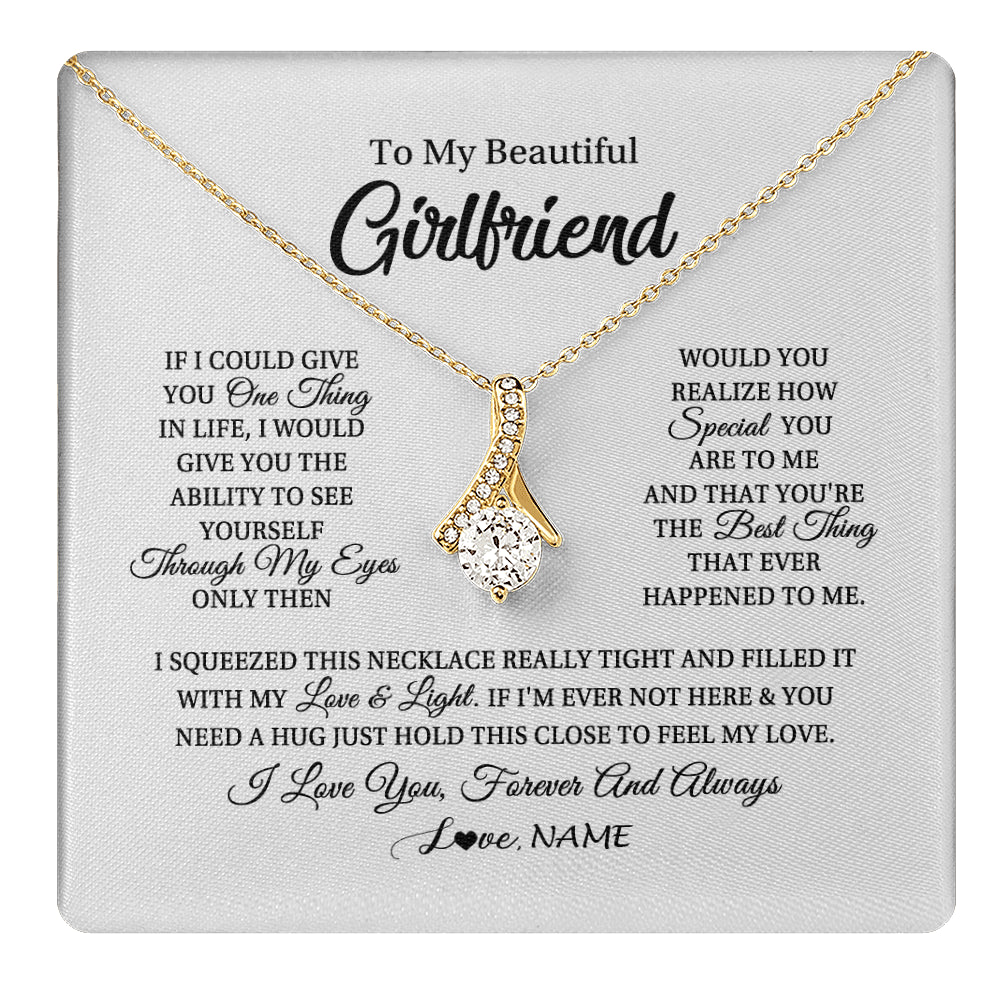 Alluring Beauty Necklace 18K Yellow Gold Finish | 1 | Personalized To My Beautiful Girlfriend Necklace From Boyfriend If I Could Give You Girlfriend Birthday Christmas Jewelry Customized Gift Box Message Card | teecentury