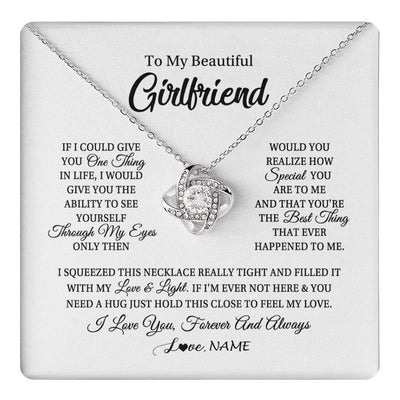 Love Knot Necklace 14K White Gold Finish | 1 | Personalized To My Beautiful Girlfriend Necklace From Boyfriend If I Could Give You Girlfriend Birthday Christmas Jewelry Customized Gift Box Message Card | teecentury