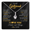 Alluring Beauty Necklace 14K White Gold Finish | 1 | Personalized To My Beautiful Girlfriend Necklace From Boyfriend Jewelry Forever Love Girlfriend Birthday Gifts Anniversary Valentines Day Message Card | teecentury