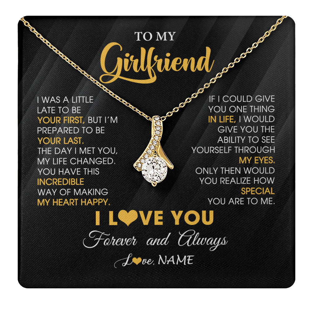 Alluring Beauty Necklace 18K Yellow Gold Finish | 1 | Personalized To My Beautiful Girlfriend Necklace From Boyfriend Jewelry Forever Love Girlfriend Birthday Gifts Anniversary Valentines Day Message Card | teecentury