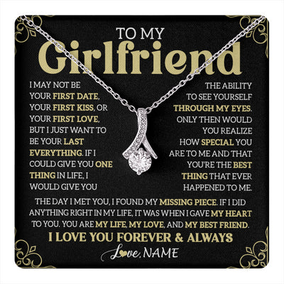 Alluring Beauty Necklace 14K White Gold Finish | 1 | Personalized To My Beautiful Girlfriend Necklace From Boyfriend The Day I Met You Birthday Gifts For Girlfriend Anniversary Valentines Day Message Card | teecentury