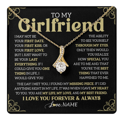 Alluring Beauty Necklace 18K Yellow Gold Finish | 1 | Personalized To My Beautiful Girlfriend Necklace From Boyfriend The Day I Met You Birthday Gifts For Girlfriend Anniversary Valentines Day Message Card | teecentury