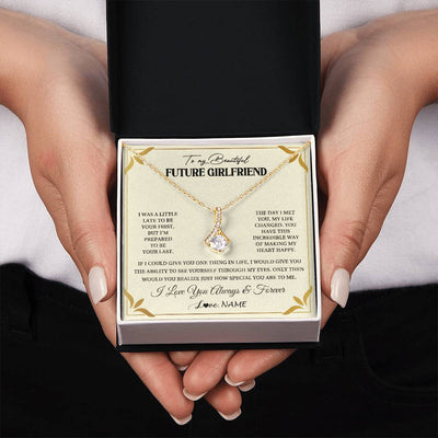 Alluring Beauty Necklace 18K Yellow Gold Finish | 2 | Personalized To My Beautiful Girlfriend Necklace Gift From Boyfriend Promise Necklace For Girlfriend Birthday Christmas Customized Gift Box Message Card | teecentury