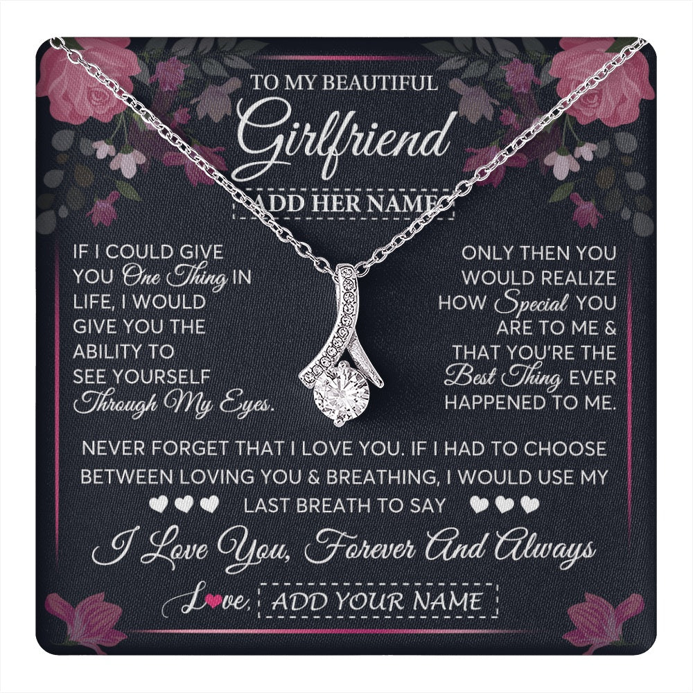 Alluring Beauty Necklace 14K White Gold Finish | 1 | Personalized To My Beautiful Girlfriend Necklace I Love You Girlfriend Gifts Romantic Birthday Gifts Valentines Christmas Custom Gift Box Message Card | teecentury.myshopify