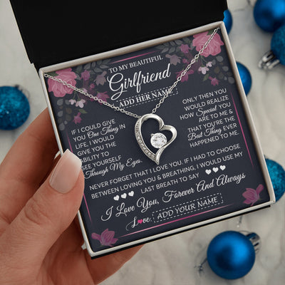 Forever Love Necklace 14K White Gold Finish | 2 | Personalized To My Beautiful Girlfriend Necklace I Love You Girlfriend Gifts Romantic Birthday Gifts Valentines Christmas Custom Gift Box Message Card | teecentury.myshopify