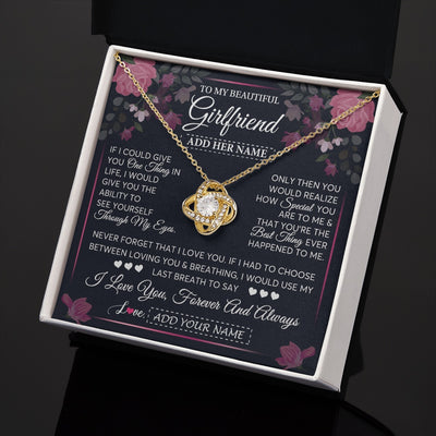 Love Knot Necklace 18K Yellow Gold Finish | 2 | Personalized To My Beautiful Girlfriend Necklace I Love You Girlfriend Gifts Romantic Birthday Gifts Valentines Christmas Custom Gift Box Message Card | teecentury.myshopify
