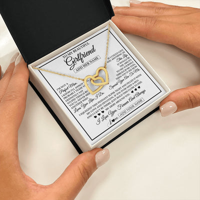 Interlocking Hearts Necklace 18K Yellow Gold Finish | 2 | Personalized To My Beautiful Girlfriend Necklace Love You Like I Do Promise Girlfriend Romantic Birthday Gifts Anniversary Christmas Gift Box Message Card | teecentury