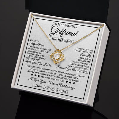 Love Knot Necklace 18K Yellow Gold Finish | 2 | Personalized To My Beautiful Girlfriend Necklace Love You Like I Do Promise Girlfriend Romantic Birthday Gifts Anniversary Christmas Gift Box Message Card | teecentury