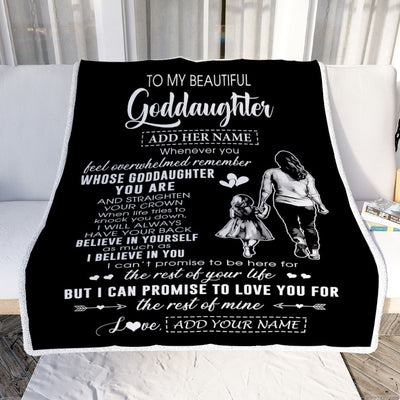 Personalized To My Beautiful Goddaughter Blanket From Godmother Aunt Believe In Yourself Goddaughter Birthday Gifts Christmas Customized Fleece Throw Blanket | teecentury