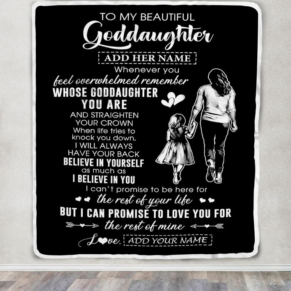 Personalized To My Beautiful Goddaughter Blanket From Godmother Aunt Believe In Yourself Goddaughter Birthday Gifts Christmas Customized Fleece Throw Blanket | teecentury