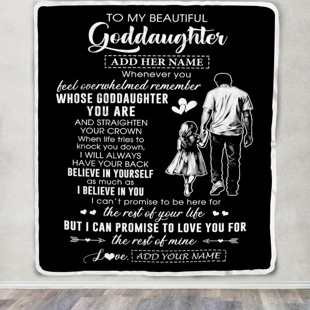 Personalized To My Beautiful Goddaughter Blanket From Uncle Believe In Yourself Goddaughter Birthday Gifts Christmas Customized Fleece Throw Blanket | teecentury