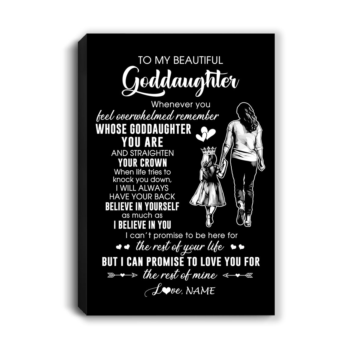 Personalized To My Beautiful Goddaughter Canvas From Godmother Aunt Believe In Yourself Goddaughter Birthday Gifts Christmas Custom Wall Art Print Framed Canvas | teecentury