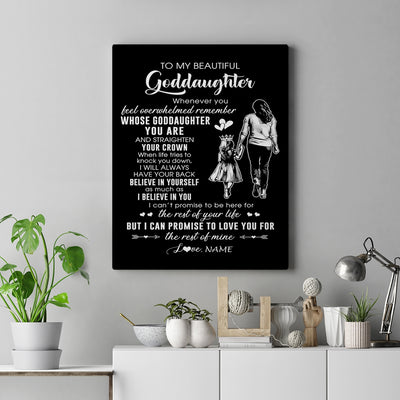 Personalized To My Beautiful Goddaughter Canvas From Godmother Aunt Believe In Yourself Goddaughter Birthday Gifts Christmas Custom Wall Art Print Framed Canvas | teecentury