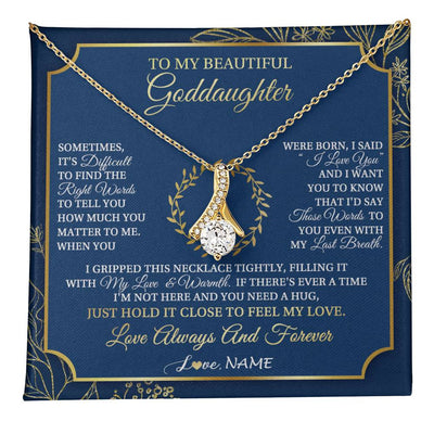 Alluring Beauty Necklace 18K Yellow Gold Finish | 1 | Personalized To My Beautiful Goddaughter From Aunt Uncle I Gripped This Necklace Goddaughter Jewelry Birthday Christmas Customized Gift Box Message Card | teecentury