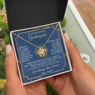 Love Knot Necklace 18K Yellow Gold Finish | 2 | Personalized To My Beautiful Goddaughter From Aunt Uncle I Gripped This Necklace Goddaughter Jewelry Birthday Christmas Customized Gift Box Message Card | teecentury