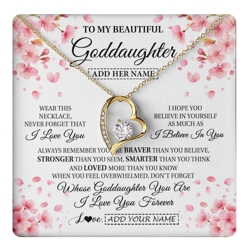 Forever Love Necklace 18K Yellow Gold Finish | 1 | Personalized To My Beautiful Goddaughter From Godmother Uncle Necklace Never Forget Birthday Gifts For Goddaughter Gift Christmas Gift Box Message Card | teecentury.myshopify