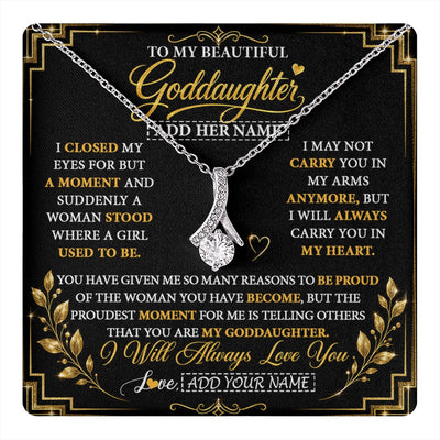 Alluring Beauty Necklace 14K White Gold Finish | 1 | Personalized To My Beautiful Goddaughter Gifts From Godmother Pendant Necklace Niece I Close My Eyes Birthday Gifts Christmas Graduation Gift Box Message Card | https://teecentury.