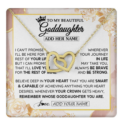 Interlocking Hearts Necklace 18K Yellow Gold Finish | 1 | Personalized To My Beautiful Goddaughter Gifts Necklace From Godmother Crown Jewelry Present On Birthday Goddaughter Christmas Graduation Gift Box Message Card | https://teecentury.