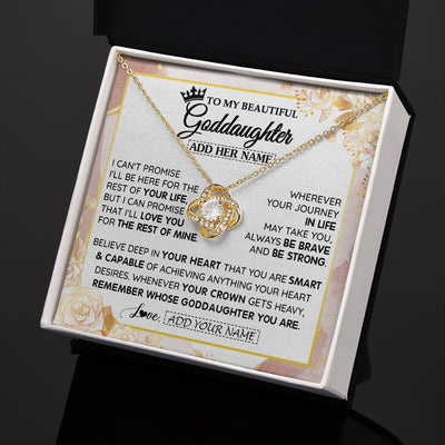 Love Knot Necklace 18K Yellow Gold Finish | 2 | Personalized To My Beautiful Goddaughter Gifts Necklace From Godmother Crown Jewelry Present On Birthday Goddaughter Christmas Graduation Gift Box Message Card | https://teecentury.