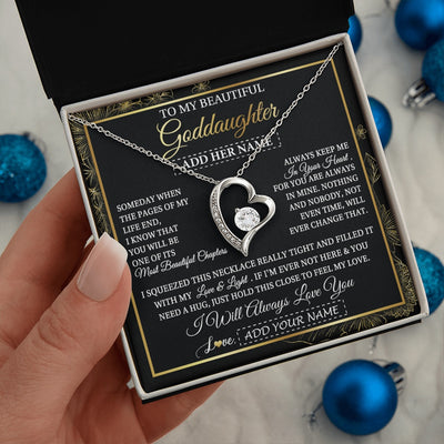 Forever Love Necklace 14K White Gold Finish | 2 | Personalized To My Beautiful Goddaughter Gifts Necklace From Godmother Feel My Love For Adult Goddaughter Graduation Christmas Custom Gift Box Message Card | https://teecentury.
