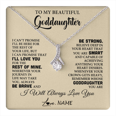 Alluring Beauty Necklace 14K White Gold Finish | 1 | Personalized To My Beautiful Goddaughter Gifts Necklace From Godmother Inspirational Birthday Gift For Goddaughter Christmas Customized Gift Box Message Card | teecentury