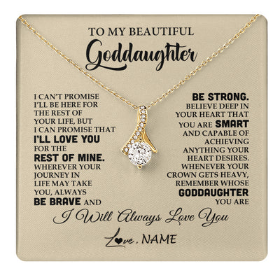 Alluring Beauty Necklace 18K Yellow Gold Finish | 1 | Personalized To My Beautiful Goddaughter Gifts Necklace From Godmother Inspirational Birthday Gift For Goddaughter Christmas Customized Gift Box Message Card | teecentury