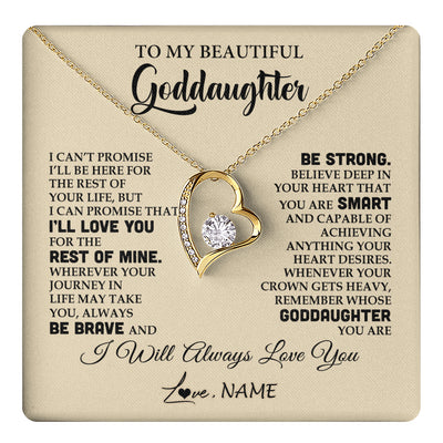 Forever Love Necklace 18K Yellow Gold Finish | 1 | Personalized To My Beautiful Goddaughter Gifts Necklace From Godmother Inspirational Birthday Gift For Goddaughter Christmas Customized Gift Box Message Card | teecentury