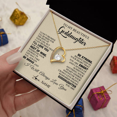 Forever Love Necklace 18K Yellow Gold Finish | 2 | Personalized To My Beautiful Goddaughter Gifts Necklace From Godmother Inspirational Birthday Gift For Goddaughter Christmas Customized Gift Box Message Card | teecentury