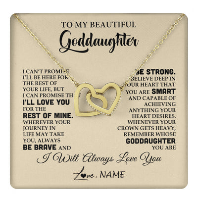 Interlocking Hearts Necklace 18K Yellow Gold Finish | 1 | Personalized To My Beautiful Goddaughter Gifts Necklace From Godmother Inspirational Birthday Gift For Goddaughter Christmas Customized Gift Box Message Card | teecentury