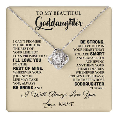 Love Knot Necklace 14K White Gold Finish | 1 | Personalized To My Beautiful Goddaughter Gifts Necklace From Godmother Inspirational Birthday Gift For Goddaughter Christmas Customized Gift Box Message Card | teecentury