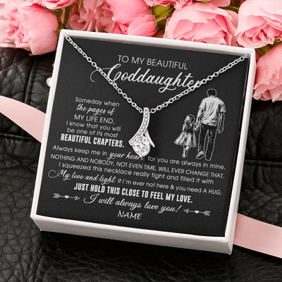 Alluring Beauty Necklace 14K White Gold Finish | 2 | Personalized To My Beautiful Goddaughter Necklace From Godfather Always Love You Goddaughter Birthday Graduation Christmas Customized Gift Box Message Card | teecentury