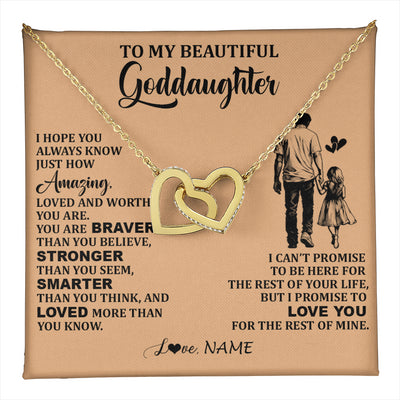 Interlocking Hearts Necklace 18K Yellow Gold Finish | 1 | Personalized To My Beautiful Goddaughter Necklace From Godfather Promise To Love You Goddaughter Birthday Jewelry Christmas Customized Gift Box Message Card | teecentury