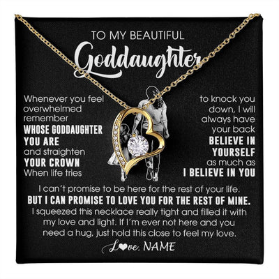 Forever Love Necklace 18K Yellow Gold Finish | 1 | Personalized To My Beautiful Goddaughter Necklace From Godmother Aunt Believe In Yourself Goddaughter Birthday Gifts Jewelry Christmas Customized Message Card | teecentury