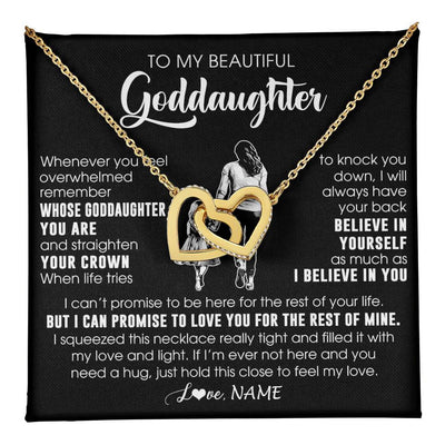 Interlocking Hearts Necklace 18K Yellow Gold Finish | 1 | Personalized To My Beautiful Goddaughter Necklace From Godmother Aunt Believe In Yourself Goddaughter Birthday Gifts Jewelry Christmas Customized Message Card | teecentury