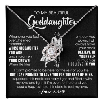 Love Knot Necklace 14K White Gold Finish | 1 | Personalized To My Beautiful Goddaughter Necklace From Godmother Aunt Believe In Yourself Goddaughter Birthday Gifts Jewelry Christmas Customized Message Card | teecentury