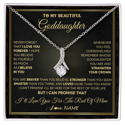 Alluring Beauty Necklace 14K White Gold Finish | 1 | Personalized To My Beautiful Goddaughter Necklace From Godmother I Love You Jewelry Gifts For Goddaughter Birthday Graduation Christmas Gift Box Message Card | teecentury