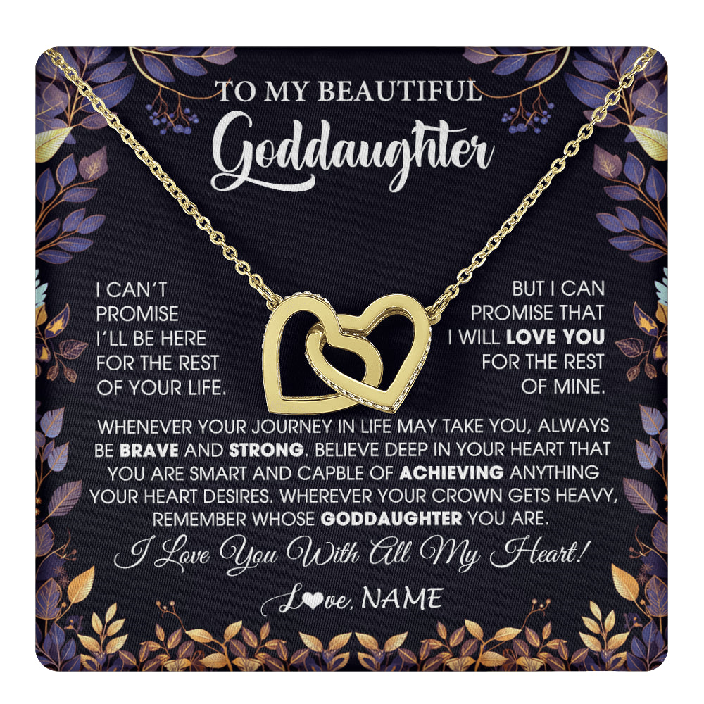 Interlocking Hearts Necklace 18K Yellow Gold Finish | 1 | Personalized To My Beautiful Goddaughter Necklace From Godmother Promise Necklace Birthday Gift For Goddaughter Christmas Customized Gift Box Message Card | teecentury