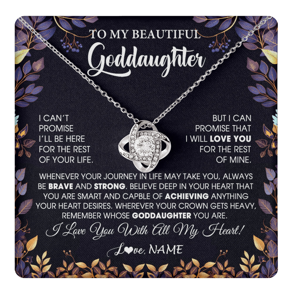 Love Knot Necklace 14K White Gold Finish | 1 | Personalized To My Beautiful Goddaughter Necklace From Godmother Promise Necklace Birthday Gift For Goddaughter Christmas Customized Gift Box Message Card | teecentury