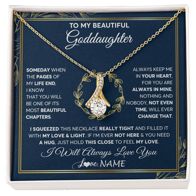 Alluring Beauty Necklace 18K Yellow Gold Finish | Personalized To My Beautiful Goddaughter Necklace From Godmother Someday Goddaughter Birthday Christmas Jewelry Charm Present Customized Gift Box Message Card | teecentury