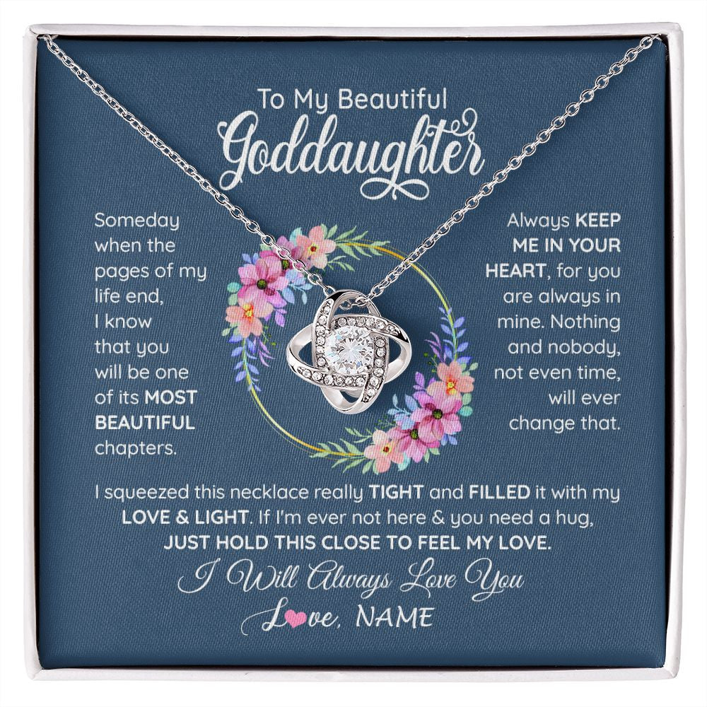 Love Knot Necklace | Personalized To My Beautiful Goddaughter Necklace From Godmother Someday When The Pages Goddaughter Birthday Christmas Customized Gift Box Message Card | teecentury