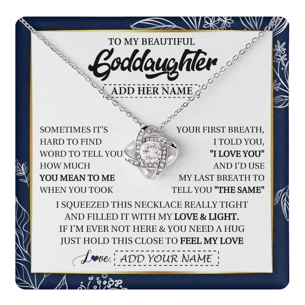 Love Knot Necklace 14K White Gold Finish | 1 | Personalized To My Beautiful Goddaughter Necklace From Godmother Uncle Feel My Love Valentine Gifts For Goddaughter Birthday Christmas Gift Box Message Card | teecentury.myshopify