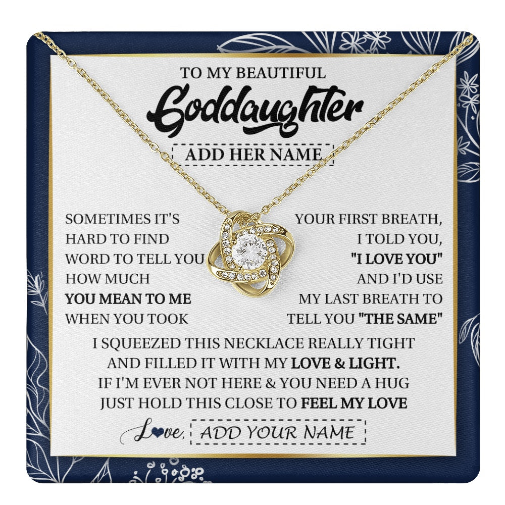 Love Knot Necklace 18K Yellow Gold Finish | 1 | Personalized To My Beautiful Goddaughter Necklace From Godmother Uncle Feel My Love Valentine Gifts For Goddaughter Birthday Christmas Gift Box Message Card | teecentury.myshopify