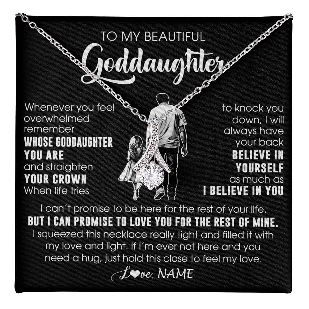 Alluring Beauty Necklace 14K White Gold Finish | 1 | Personalized To My Beautiful Goddaughter Necklace From Uncle Believe In Yourself Goddaughter Birthday Gifts Jewelry Christmas Customized Message Card | teecentury