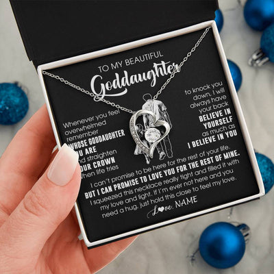 Forever Love Necklace 14K White Gold Finish | 2 | Personalized To My Beautiful Goddaughter Necklace From Uncle Believe In Yourself Goddaughter Birthday Gifts Jewelry Christmas Customized Message Card | teecentury